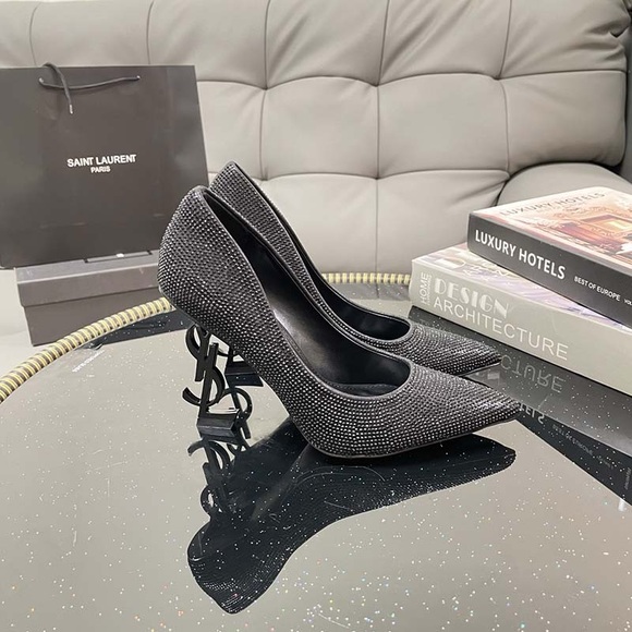 Saint Laurent Rhinestone Black High Heels
